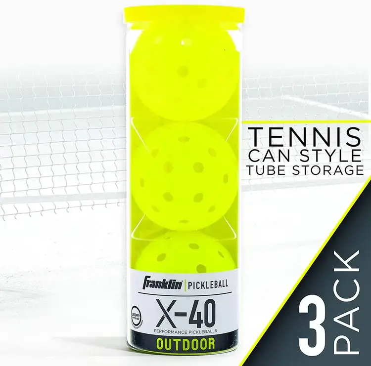 FRANKLIN FRANKLIN X-40 BALLES DE PICKLEBALL EXTÉRIEUR JAUNE (TUBE DE 3 BALLES)