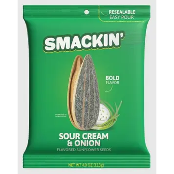 SMACKIN SMACKIN GRAINE DE TOURNESOL CREME SUR ET OIGNON (4OZ)