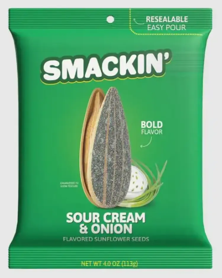 SMACKIN SMACKIN GRAINE DE TOURNESOL CREME SUR ET OIGNON (4OZ)