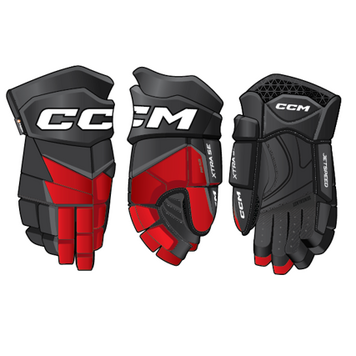CCM Hockey 2025 CCM JETSPEED XTRA SE GANTS DE HOCKEY JUNIOR NOIR,ROUGE ET BLANC