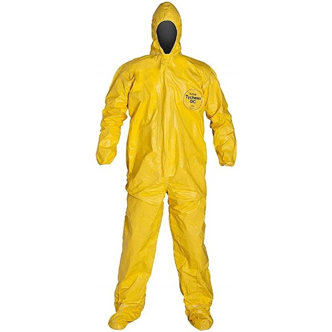 (1233) 3XL Tychem coveralls with Hood Yel 3XL