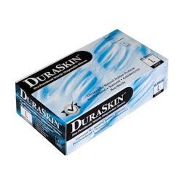 (1117) DuraSkin Disposable 8 Mil Nitrile Glove Box of 50 L - Powdered blue Large