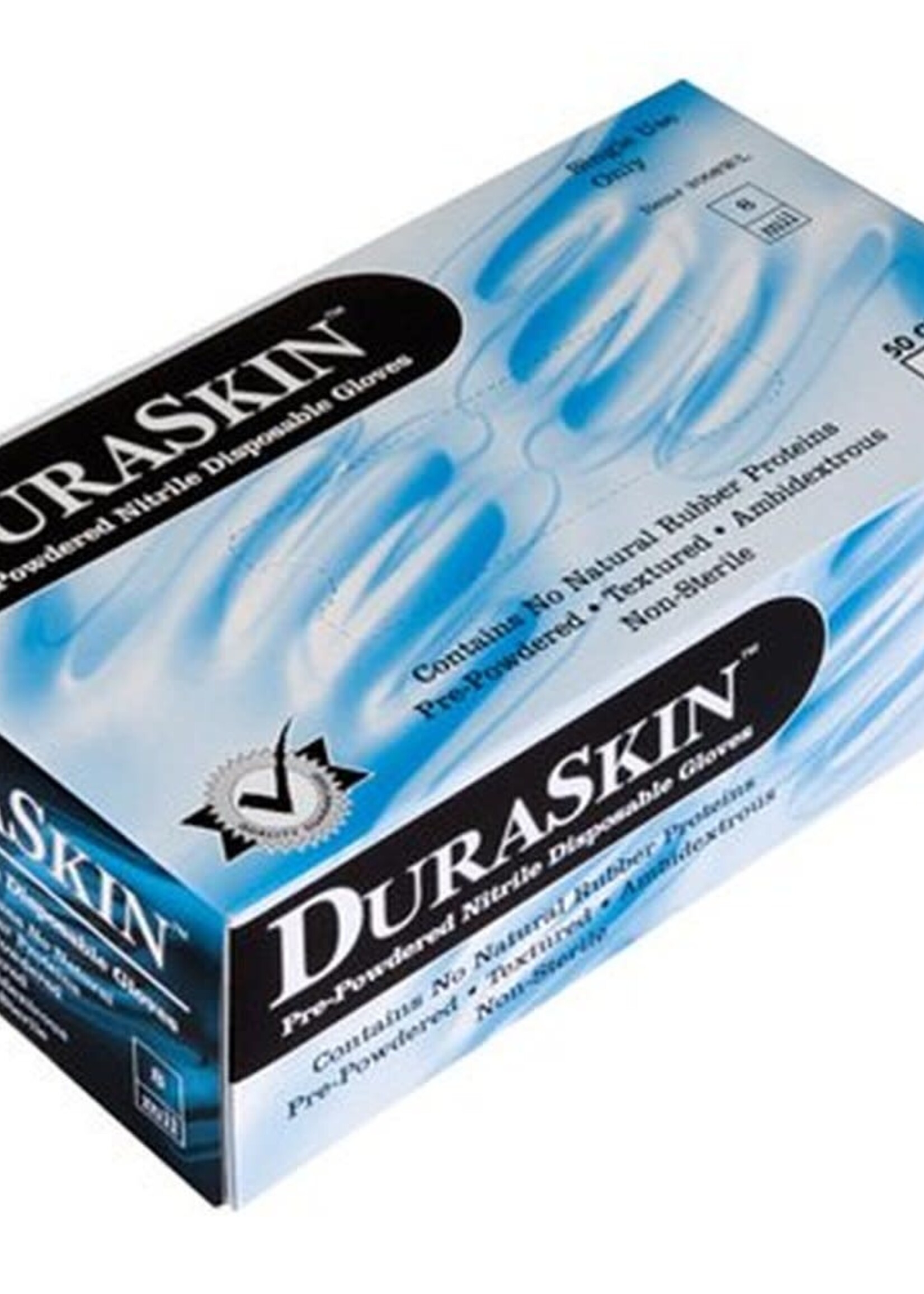 (1118) DuraSkin Disposable 8 Mil Nitrile Glove Box of 50 XL - Powdered blue X Large