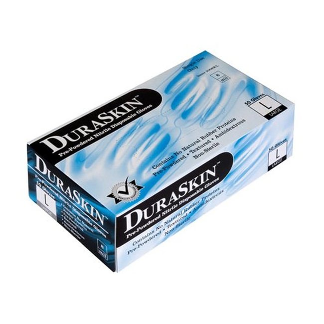 (1118) DuraSkin Disposable 8 Mil Nitrile Glove Box of 50 XL - Powdered blue X Large