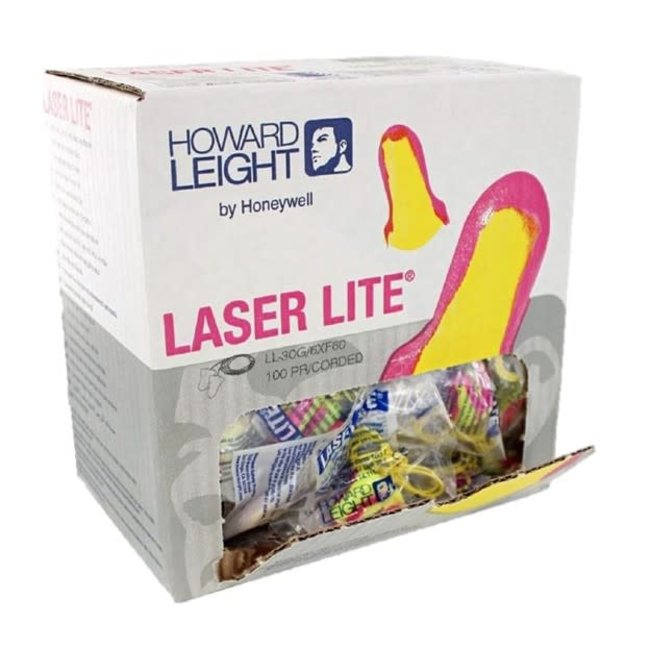 (1441) Laser Lite Disposable Foam Corded Earplugs, 100 pairs