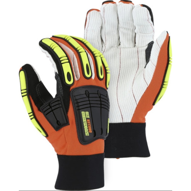 (1404)Medium Knucklehead Driller X10 Gloves -Cotton Palm