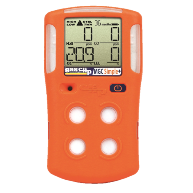 (1458)GasClip MGC-Simple Plus 4 Gas - 3 year Monitor