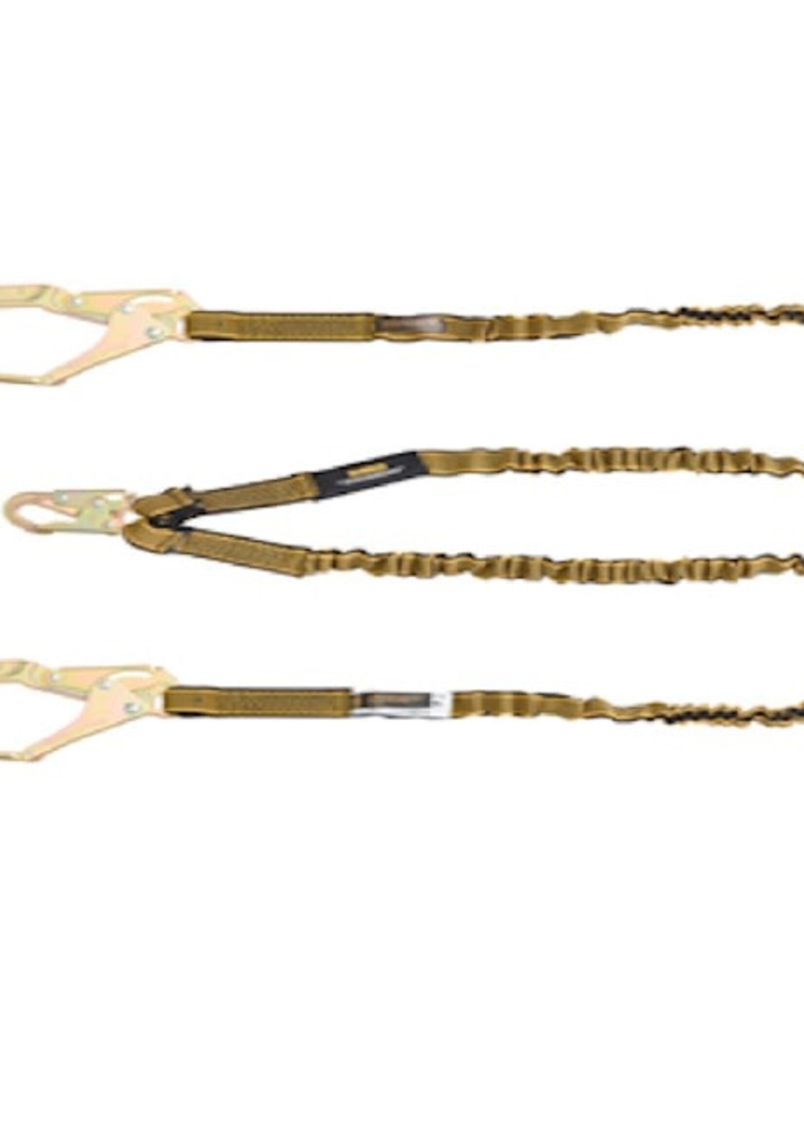 DEWALT (1816) DEWALT 6 Ft. Lanyard, Twin, Internal Absorber, 4' to 6' Stretch Lanyard with Steel Snaphook on D-Ring End and Steel Rebar Hooks on Anchor End.