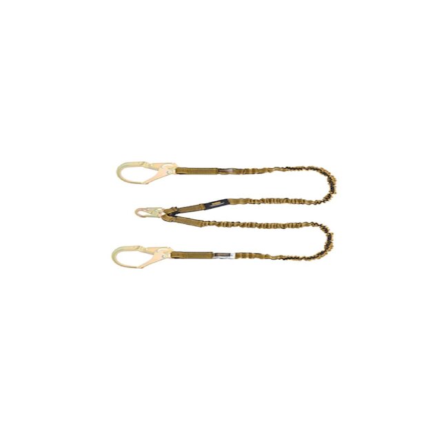 DEWALT (1816) DEWALT 6 Ft. Lanyard, Twin, Internal Absorber, 4' to 6' Stretch Lanyard with Steel Snaphook on D-Ring End and Steel Rebar Hooks on Anchor End.