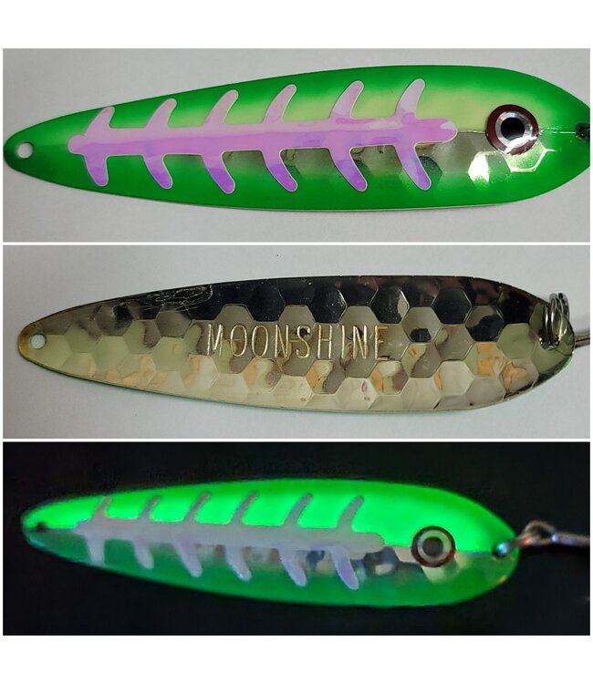 Moonshine Lures (HM-GS-S) MOONSHINE LURES HALF MOON SILVER MAGNUM GREEN SLICE