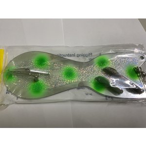 DREAMWEAVER LURE COMPANY (SD70957L-10) SPINDOCTOR FLASHER 10" CHROME GREEN DOTS