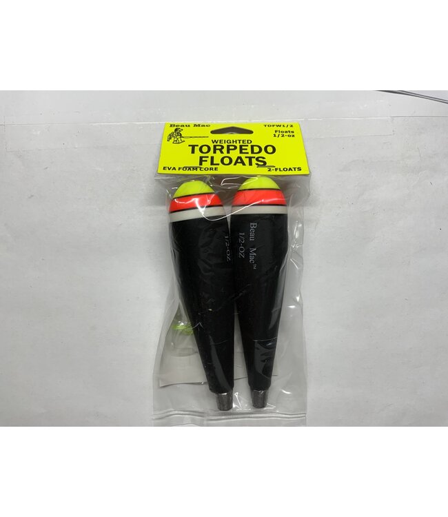 Beau Mac Float Torpedo EVA Wtg'd floats 1/2-oz 2pk
