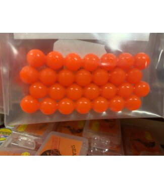 Lick-Em-Lures Candy Egg Chain 8mm 4 chains of 7 eggs = 28 eggs UV- Fluorescent Orange