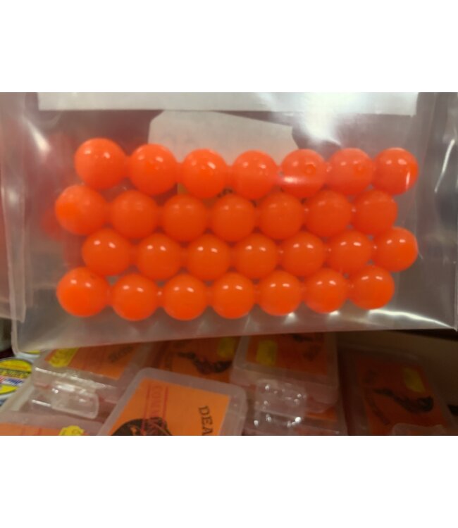 Lick-Em-Lures Candy Egg Chain 8mm 4 chains of 7 eggs = 28 eggs UV- Fluorescent Orange