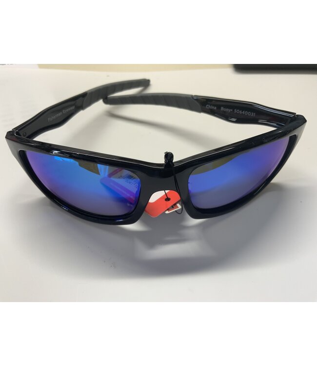 Fisherman Eyewear Buoy Shinny Blk/Gray Frame Gray Blue Mirror Lense