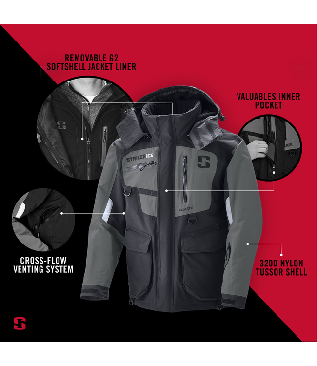Striker Ice Striker Ice Climate Jacket Black/Gray 2XL