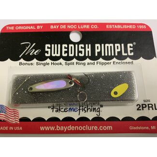 BAY DE NOC LURE CO. SWEDISH PIMPLE #2 PRISM PEARL 1/10OZ