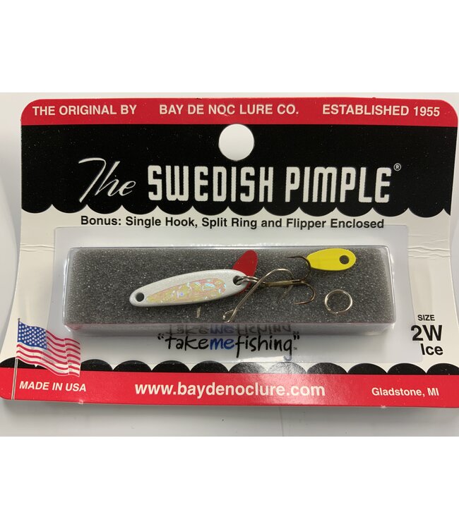 BAY DE NOC LURE CO. SWEDISH PIMPLE #2 WHITE ICE 1' 1/10oz