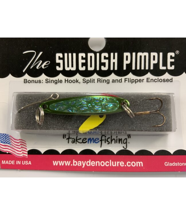 BAY DE NOC LURE CO. SWEDISH PIMPLE 3,   1 1/2"GREEN ICE