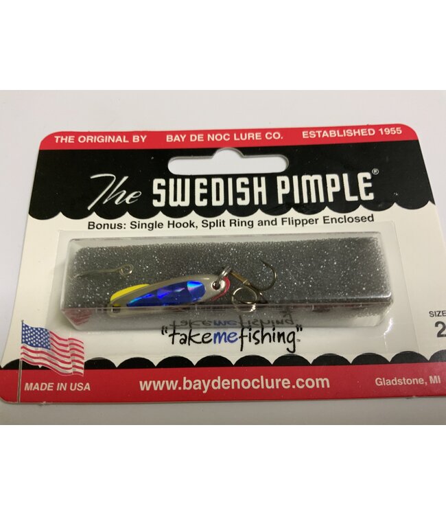 BAY DE NOC LURE CO. SWEDISH PIMPLE SIL/BLUE 1' 1/10OZ