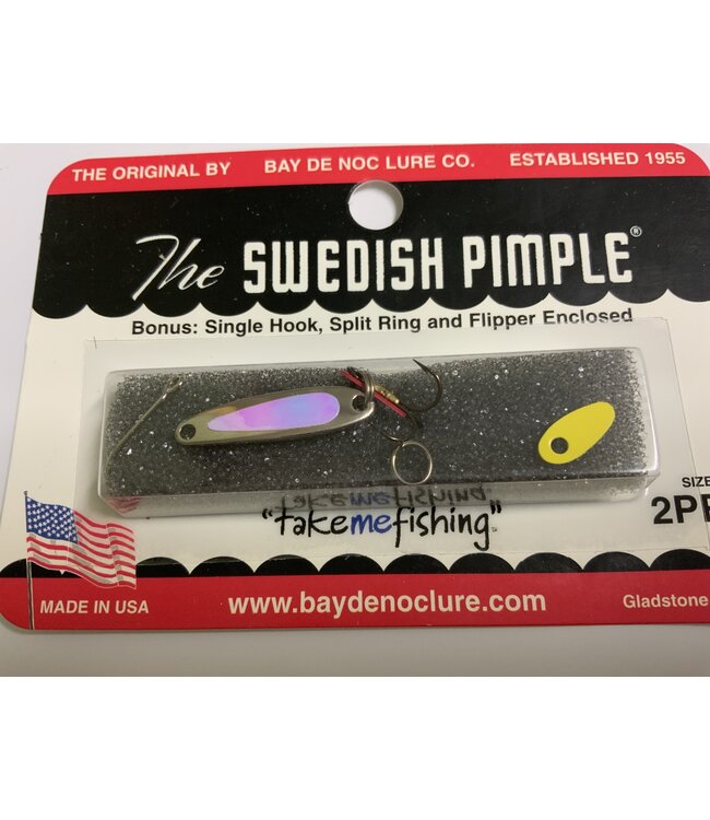 BAY DE NOC LURE CO. SWEDISH PIMPLE #2 PRISM PEARL 1/10OZ