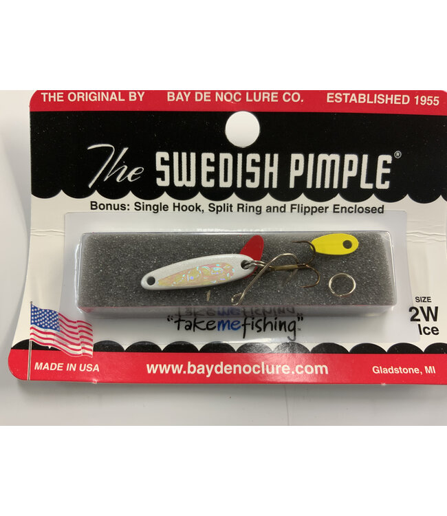BAY DE NOC LURE CO. SWEDISH PIMPLE #2 WHITE ICE 1' 1/10oz