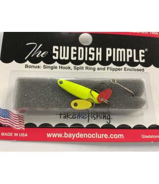 BAY DE NOC LURE CO. SWEDISH PIMPLE  2AFY S.P.  1" FLO.YELLOW 1/10OZ