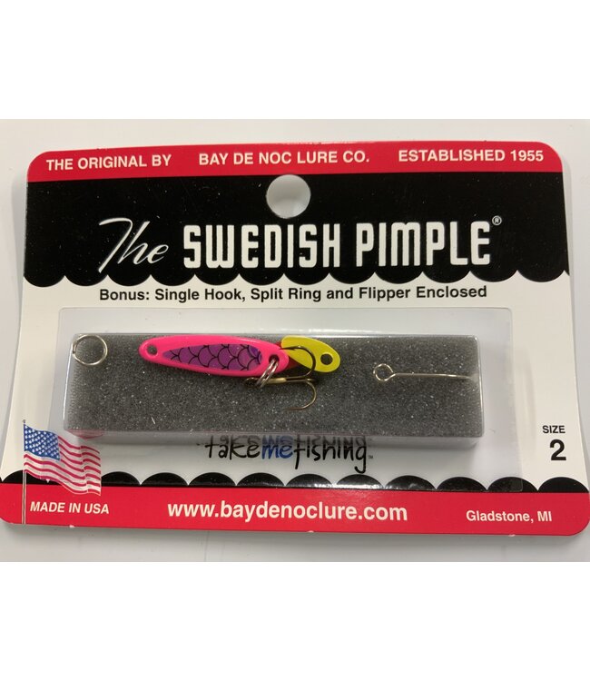 BAY DE NOC LURE CO. SWEDISH PIMPLE 1" PINK SCALES SZ2