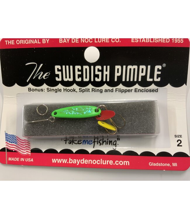 BAY DE NOC LURE CO. SWEDISH PIMPLE 1" MOSS ICE SZ2