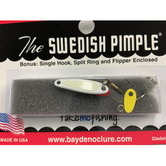 BAY DE NOC LURE CO. SWEDISH PIMPLE 1" PEARL/GLOW  SZ2