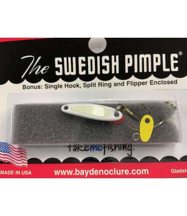 BAY DE NOC LURE CO. SWEDISH PIMPLE 1" PEARL/GLOW  SZ2