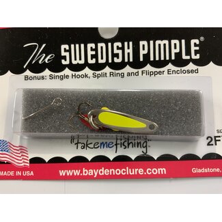 BAY DE NOC LURE CO. SWEDISH PIMPLE 2', 1/10OZ FLO YEL NICKEL