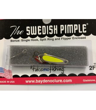 BAY DE NOC LURE CO. SWEDISH PIMPLE 2', 1/10OZ FLO YEL NICKEL
