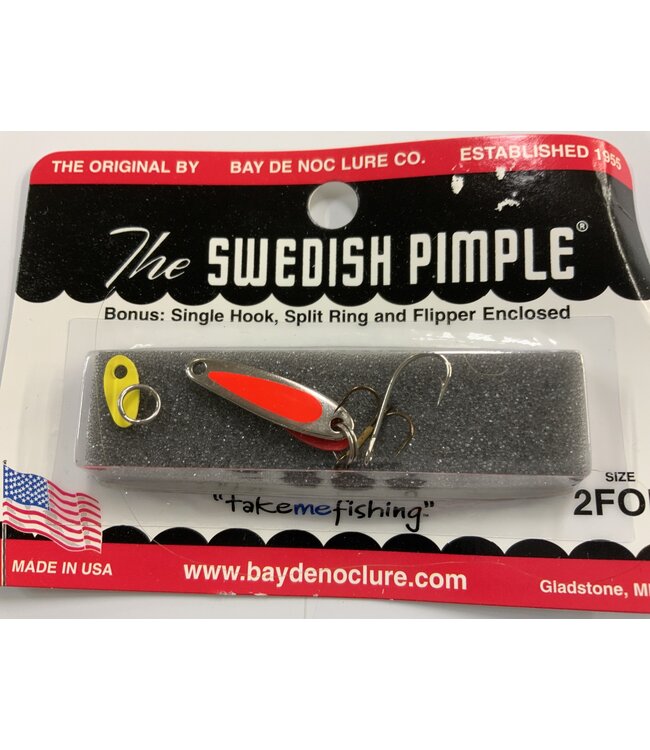 BAY DE NOC LURE CO. SWEDISH PIMPLE 1', 1/10oz, FLO OR/NICKEL