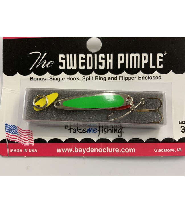 BAY DE NOC LURE CO. SWEDISH PIMPLE 1 1/2"KELLY GRN