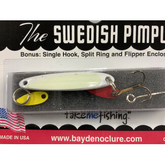 BAY DE NOC LURE CO. SWEDISH PIMPLE 3,  1 1/2"PEARL/GLO