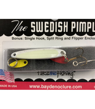 BAY DE NOC LURE CO. SWEDISH PIMPLE 3,  1 1/2"PEARL/GLO