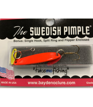 BAY DE NOC LURE CO. SWEDISH PIMPLE 1 1/2"FLO.ORANG