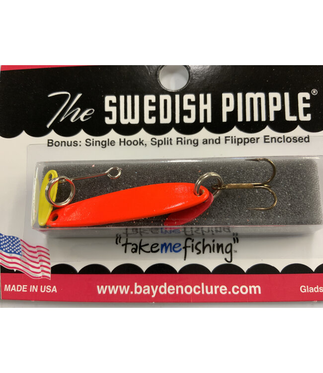 BAY DE NOC LURE CO. SWEDISH PIMPLE 1 1/2"FLO.ORANG