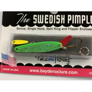 BAY DE NOC LURE CO. SWEDISH PIMPLE 3,  1 1/2" MOSS ICE