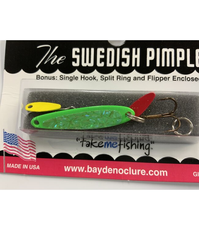 BAY DE NOC LURE CO. SWEDISH PIMPLE 3,  1 1/2" MOSS ICE