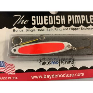 BAY DE NOC LURE CO. SWEDISH PIMPLE 1 3/4"PEARL/ORG