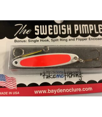 BAY DE NOC LURE CO. SWEDISH PIMPLE 1 3/4"PEARL/ORG