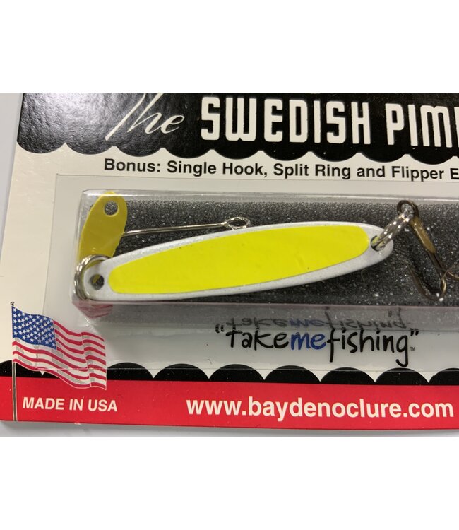 BAY DE NOC LURE CO. SWEDISH PIMPLE 1 3/4"PEARL/YEL