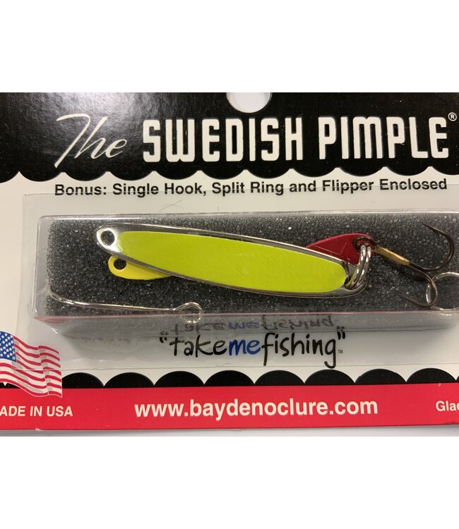 BAY DE NOC LURE CO. SWEDISH PIMPLE 1 3/4', 1/4oz, FLO YEL/NICKEL