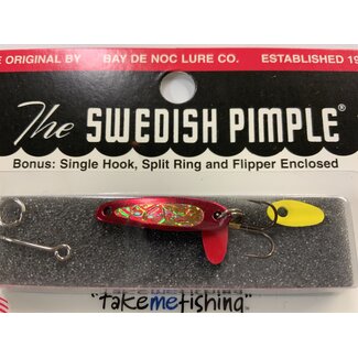 BAY DE NOC LURE CO. SWEDISH 1"" PIMPLE #2 RED ICE 1/10oz
