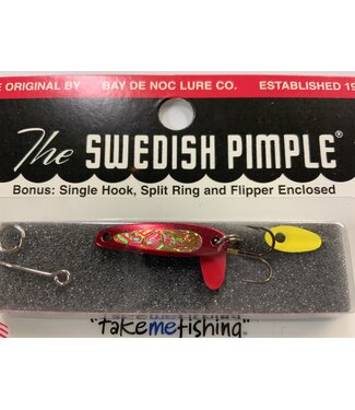 BAY DE NOC LURE CO. SWEDISH 1"" PIMPLE #2 RED ICE 1/10oz