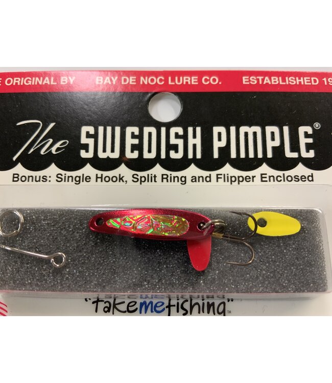 BAY DE NOC LURE CO. SWEDISH 1"" PIMPLE #2 RED ICE 1/10oz
