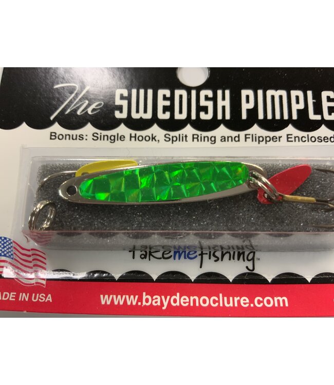 BAY DE NOC LURE CO. SWEDISH PIMPLE 1-3/4"" SILVER/CHARTREUSE 1/4 OZ