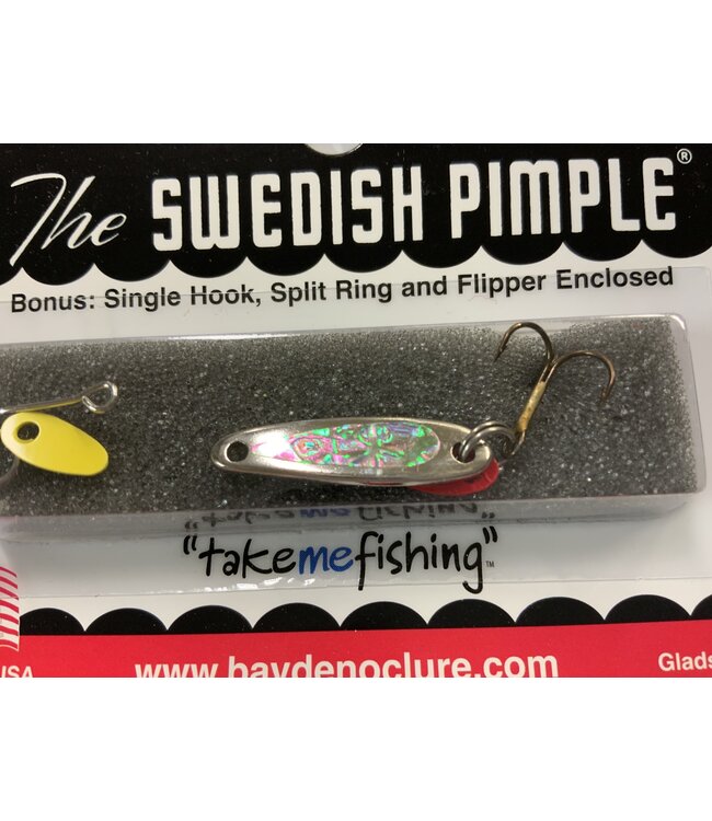 BAY DE NOC LURE CO. SWEDISH PIMPLE #2 NICKEL ICE 1' 1/10OZ
